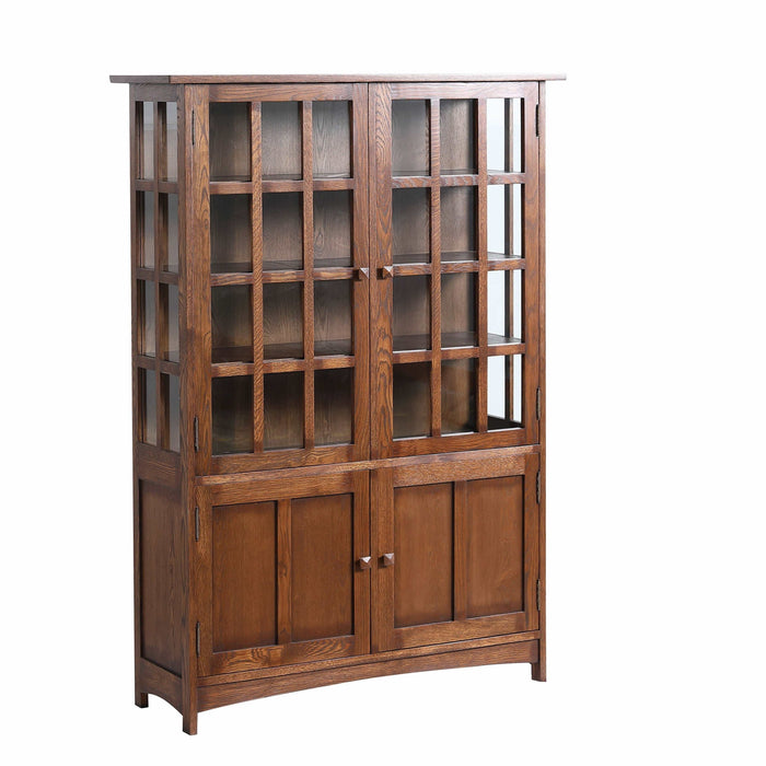 Pre-Order Mission Oak 4 Door Display China Cabinet - Walnut - 49"W