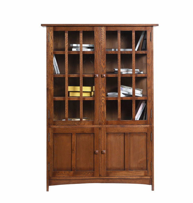 Pre-Order Mission Oak 4 Door Display China Cabinet - Walnut - 49"W