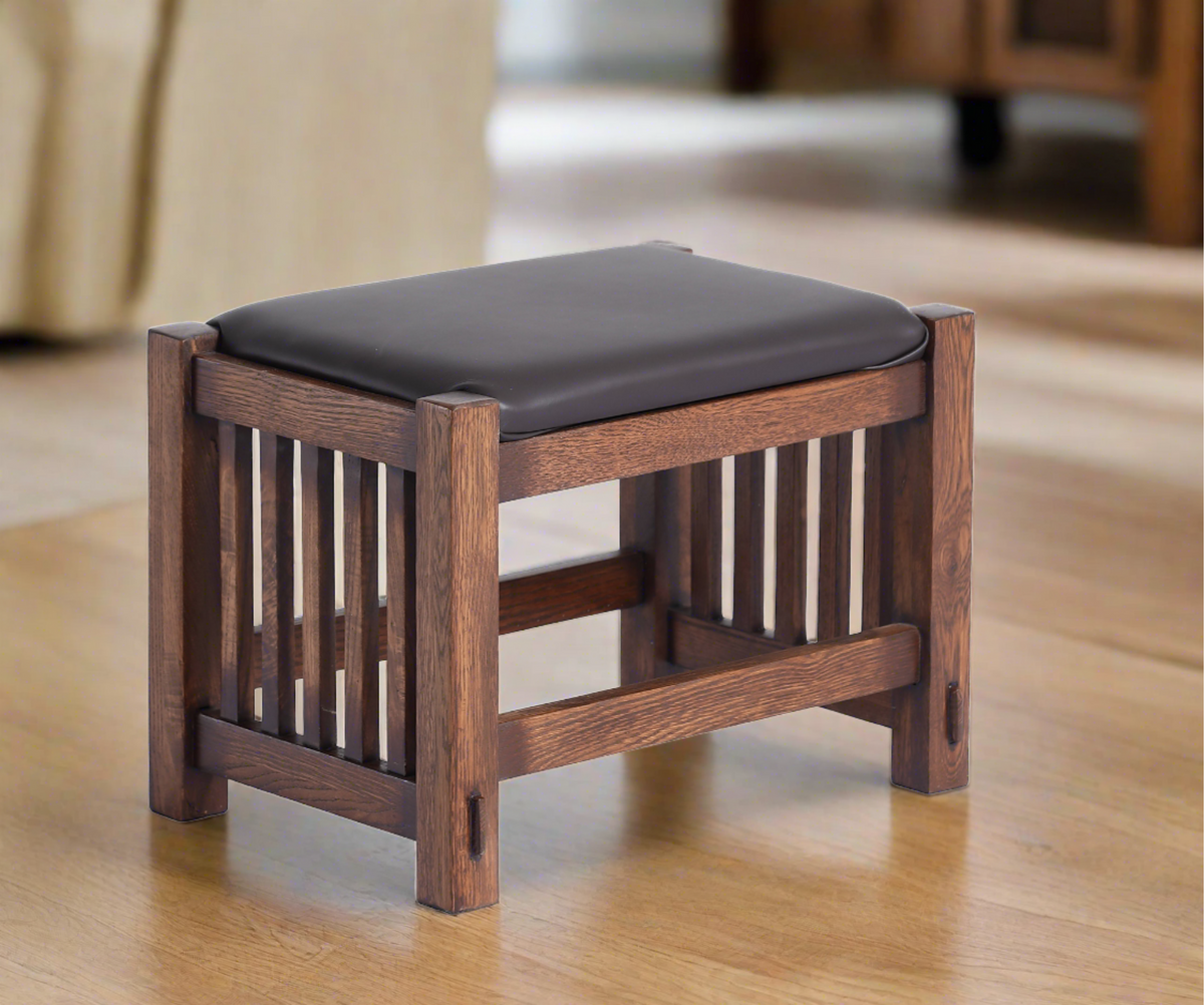 Buy Mission Oak Foot Stool with Spindles in USA — Crafters and Weavers