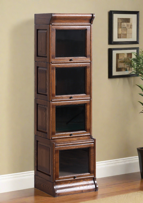 Mission Narrow Barrister Bookcase - Beveled Glass