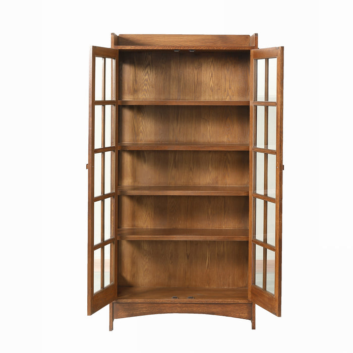 Mission Oak Display China Cabinet / Bookcase - Dark Walnut - 39"W