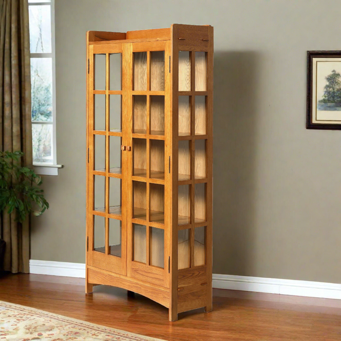 Mission Oak Display China Cabinet / Bookcase - Michael's Cherry - 39"W