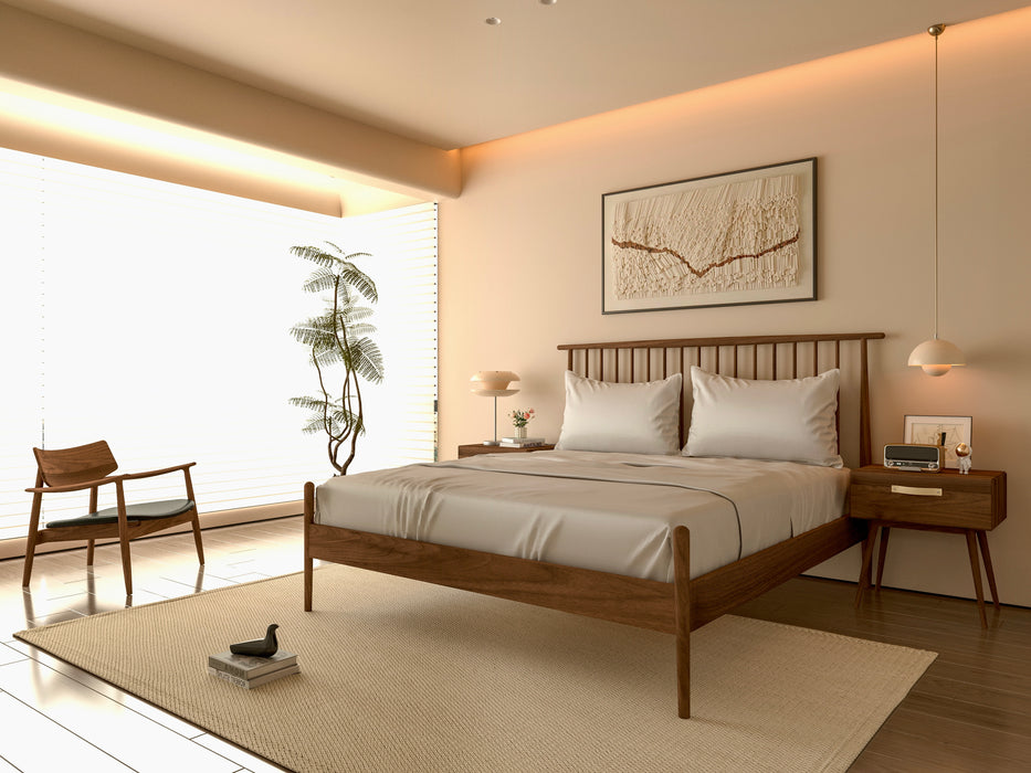 Isabella Mid Century Bedroom Set - Solid Black Walnut