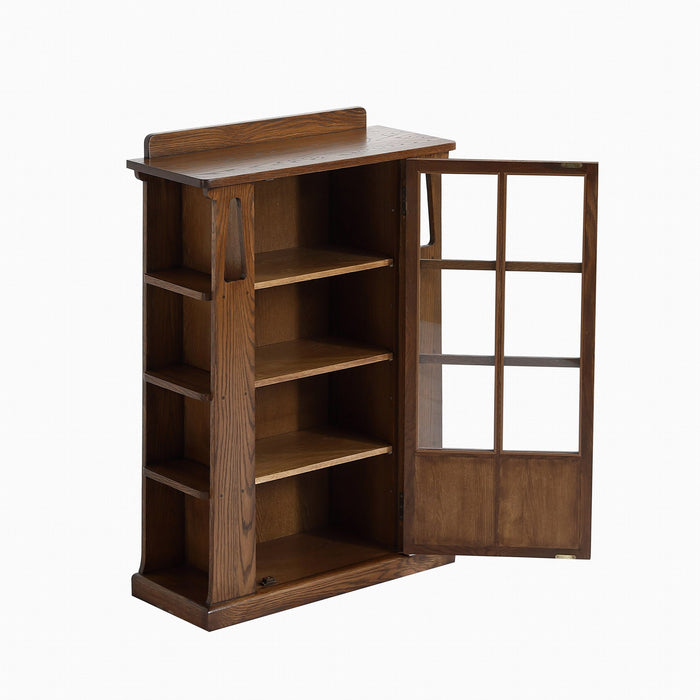 Mission 1 Door Bookcase with Side Shelves - Walnut Stain