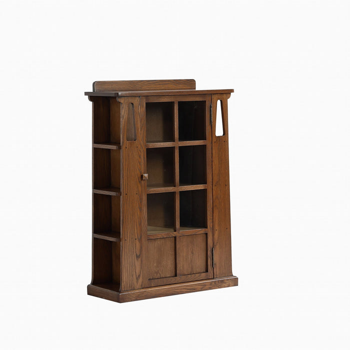 Mission 1 Door Bookcase with Side Shelves - Walnut Stain