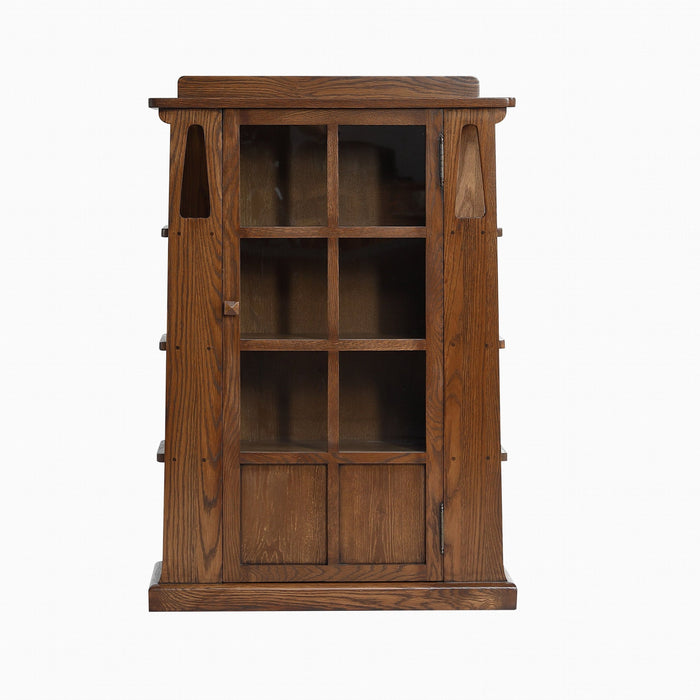 Mission 1 Door Bookcase with Side Shelves - Walnut Stain