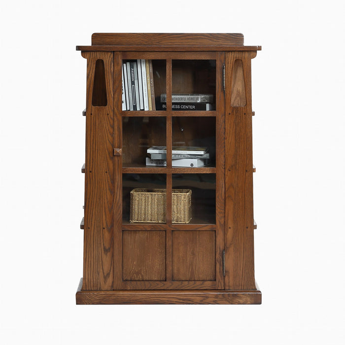 Mission 1 Door Bookcase with Side Shelves - Walnut Stain