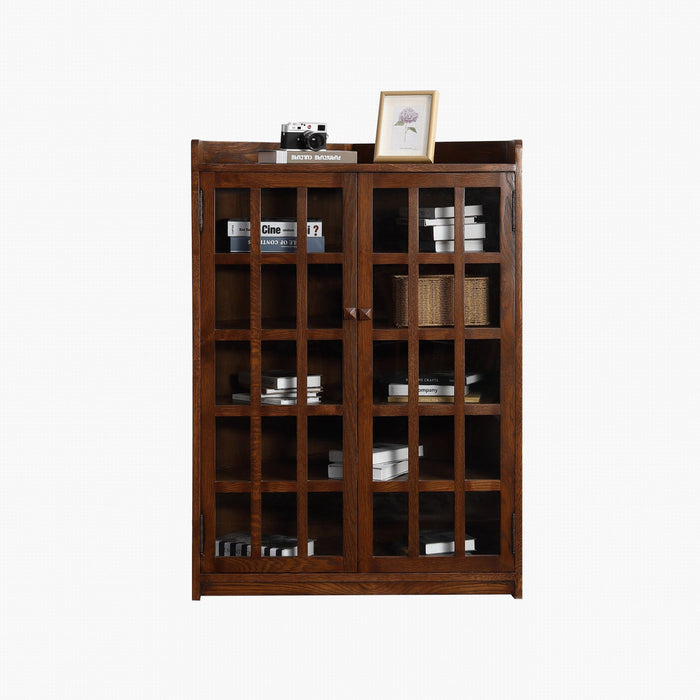 Mission Oak Corner Bookcase / Cabinet - Walnut