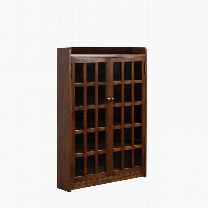 Mission Oak Corner Bookcase / Cabinet - Walnut