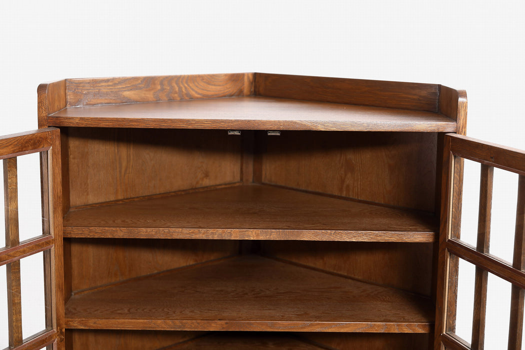 Mission Oak Corner Bookcase / Cabinet - Walnut