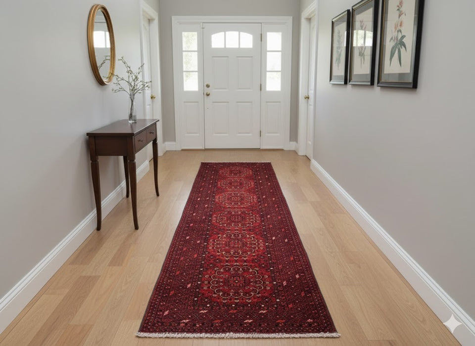 Terkaman Tribal Afghan Oriental Rug, size 3" x 9' 4"  (C)