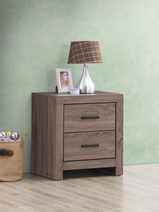 Modern Two-Drawer Nightstand – Coastal White Finish, Dark Bronze Handles - 2 Color Available