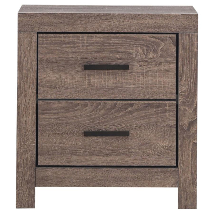 Modern Two-Drawer Nightstand – Coastal White Finish, Dark Bronze Handles - 2 Color Available