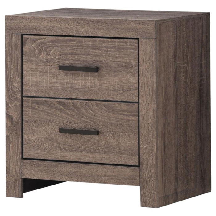 Modern Two-Drawer Nightstand – Coastal White Finish, Dark Bronze Handles - 2 Color Available