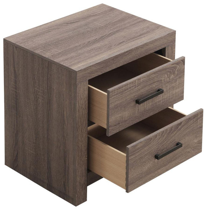 Modern Two-Drawer Nightstand – Coastal White Finish, Dark Bronze Handles - 2 Color Available