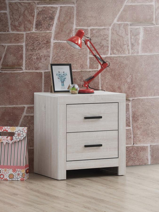 Modern Two-Drawer Nightstand – Coastal White Finish, Dark Bronze Handles - 2 Color Available