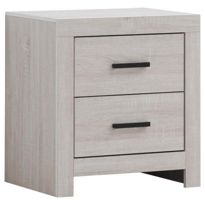 Modern Two-Drawer Nightstand – Coastal White Finish, Dark Bronze Handles - 2 Color Available