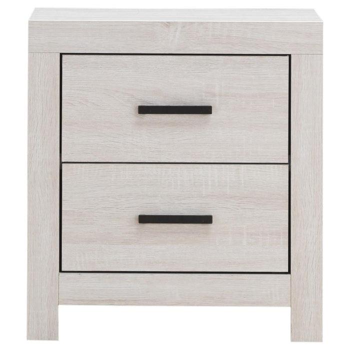 Modern Two-Drawer Nightstand – Coastal White Finish, Dark Bronze Handles - 2 Color Available
