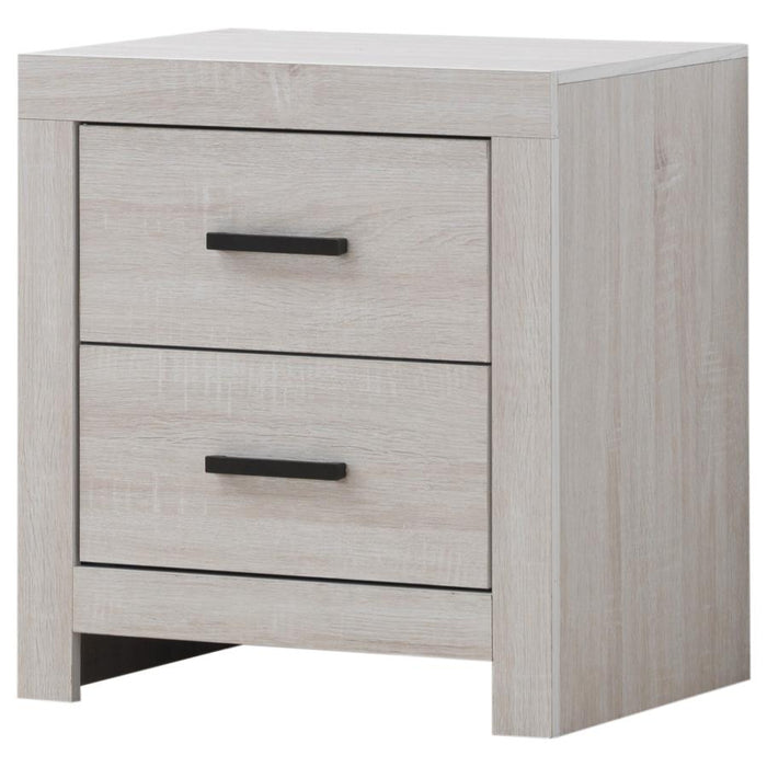 Modern Two-Drawer Nightstand – Coastal White Finish, Dark Bronze Handles - 2 Color Available