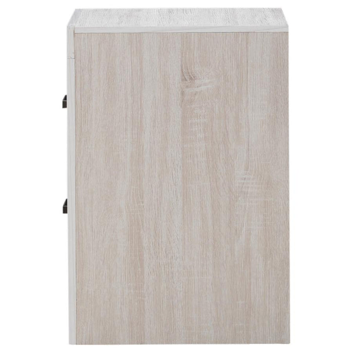 Modern Two-Drawer Nightstand – Coastal White Finish, Dark Bronze Handles - 2 Color Available