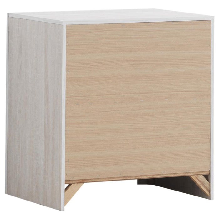 Modern Two-Drawer Nightstand – Coastal White Finish, Dark Bronze Handles - 2 Color Available