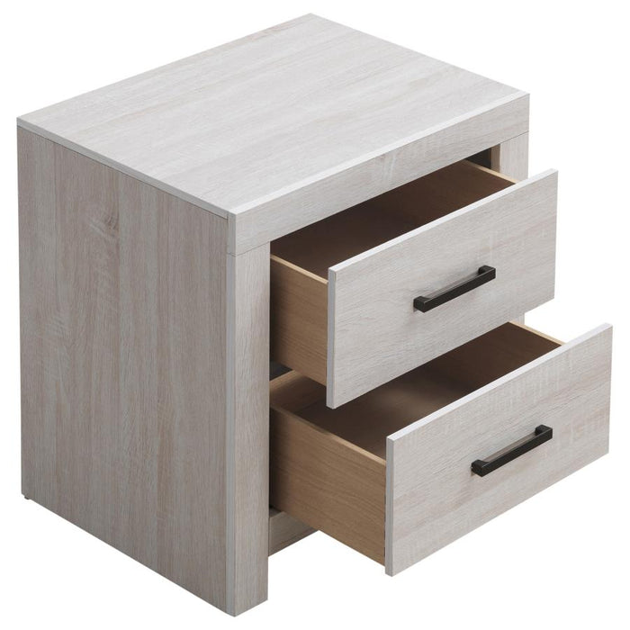 Modern Two-Drawer Nightstand – Coastal White Finish, Dark Bronze Handles - 2 Color Available
