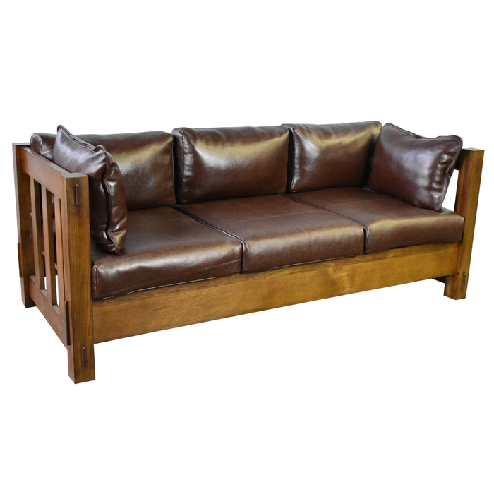 Heartland Mission Slat Sofa - Solid Oak and Leather