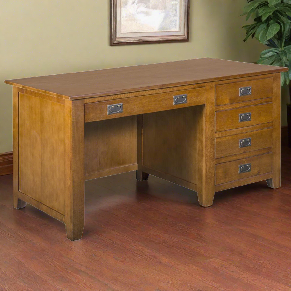 Mission Style Solid Quarter Sawn Oak Office Desk with Dovetail