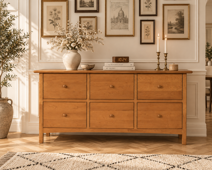 Heritage Cherry Solid Cherry wood 6 Drawer Lateral File Cabinet