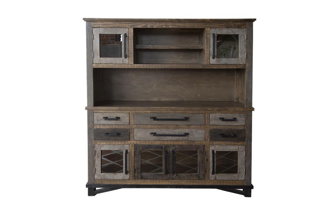 Loft Brown, 6 Drawer, 6 Doors Buffet & Hutch