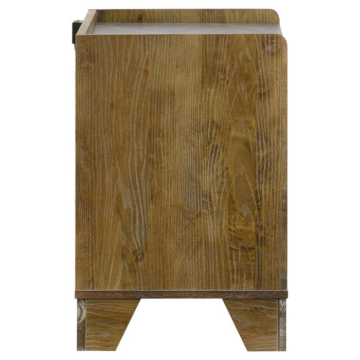 Soren Medium Oak 1-Drawer Nightstand with LED Light