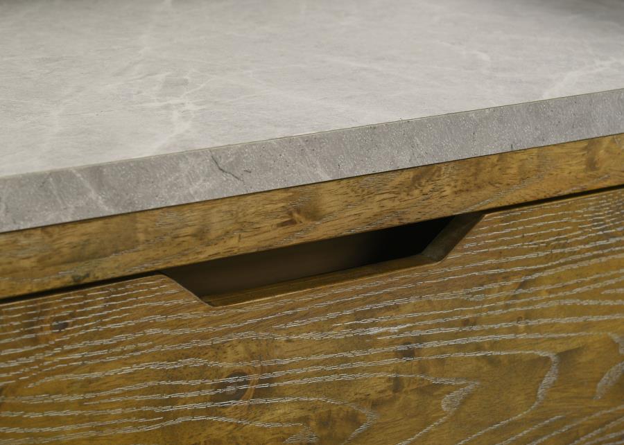 Soren Medium Oak 5-Drawer Storage Chest with Faux Marble Top