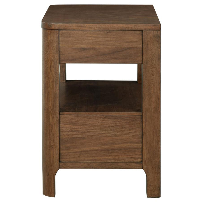 Transitional Wooden Nightstand with Drawers & Shelf