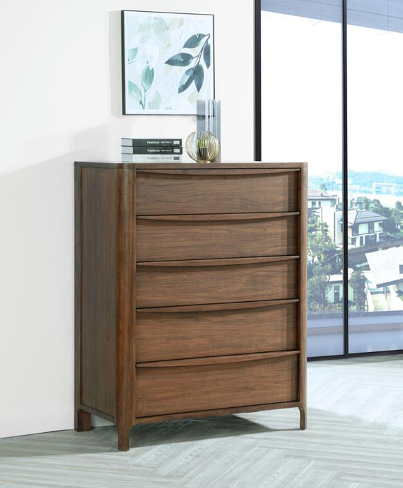 Transitional Walnut 5-Drawer Chest – Cedar & Felt Lining