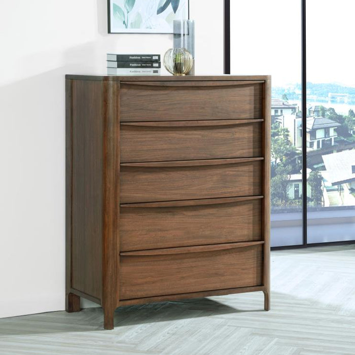 Transitional Walnut 5-Drawer Chest – Cedar & Felt Lining