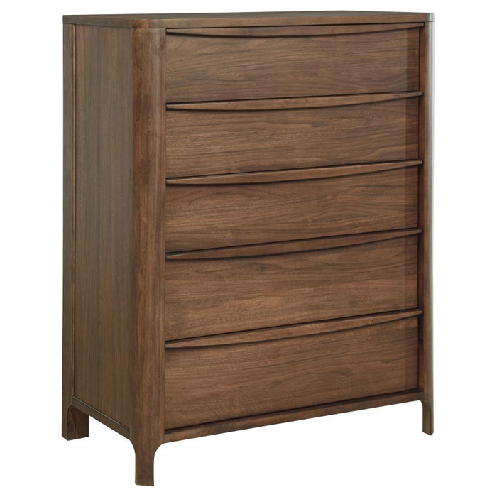 Transitional Walnut 5-Drawer Chest – Cedar & Felt Lining