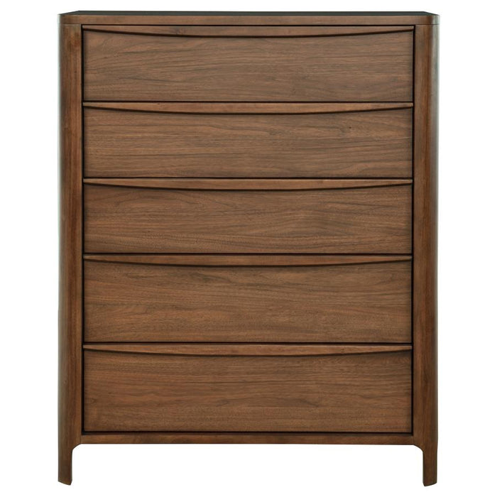 Transitional Walnut 5-Drawer Chest – Cedar & Felt Lining