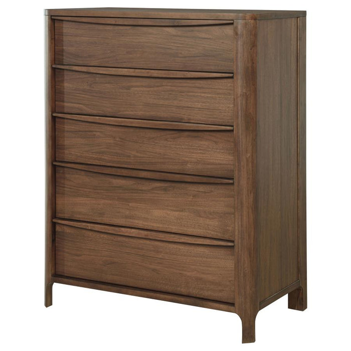 Transitional Walnut 5-Drawer Chest – Cedar & Felt Lining