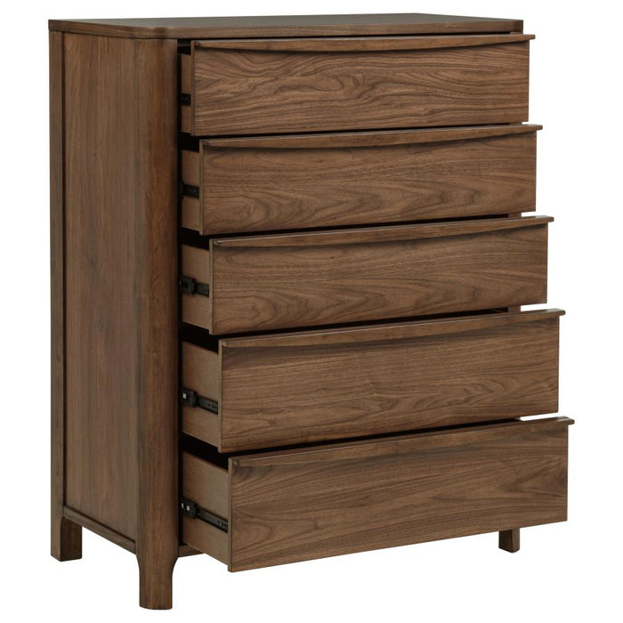 Transitional Walnut 5-Drawer Chest – Cedar & Felt Lining