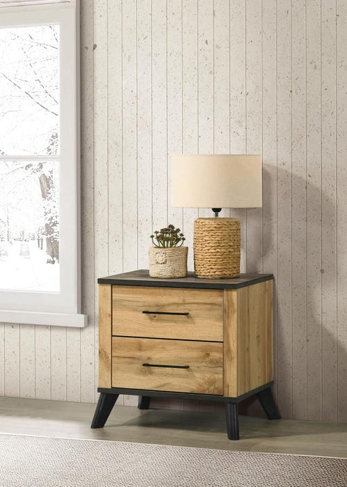 Mid-Century Modern Rustic Nightstand – Weathered Brown & Pine