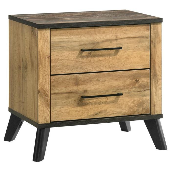 Mid-Century Modern Rustic Nightstand – Weathered Brown & Pine