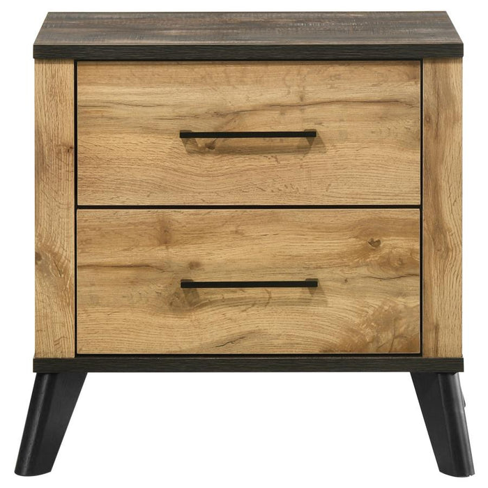 Mid-Century Modern Rustic Nightstand – Weathered Brown & Pine