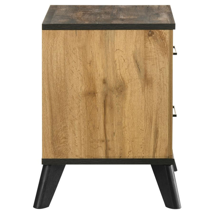 Mid-Century Modern Rustic Nightstand – Weathered Brown & Pine