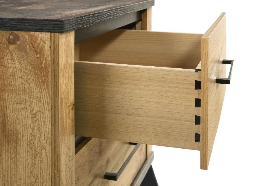 Mid-Century Modern Rustic Nightstand – Weathered Brown & Pine