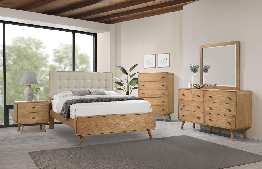 Mavora Mid-century 5-piece Bedroom Set Light Ash