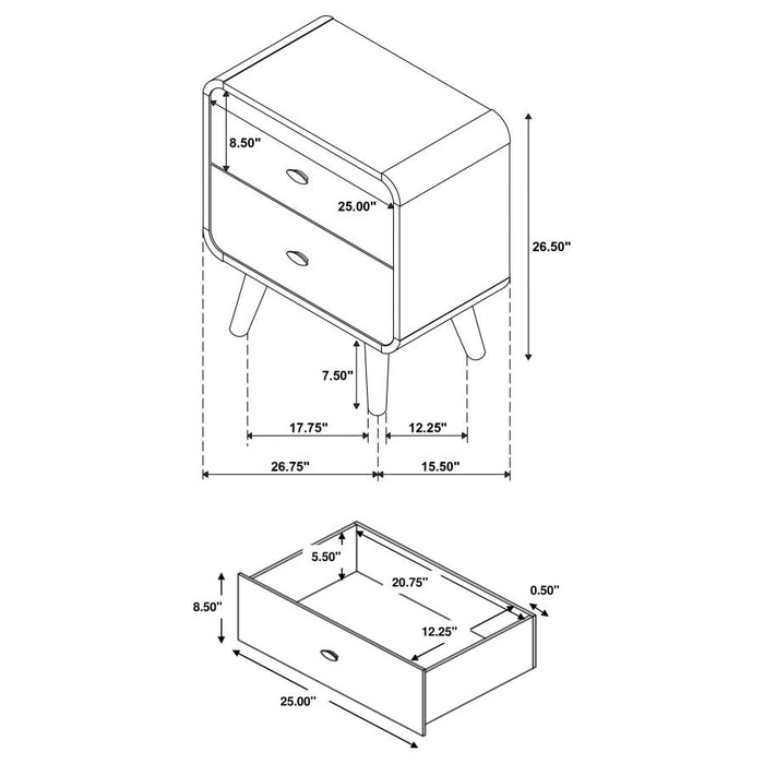 Mavora Mid-century 5-piece Bedroom Set Light Ash
