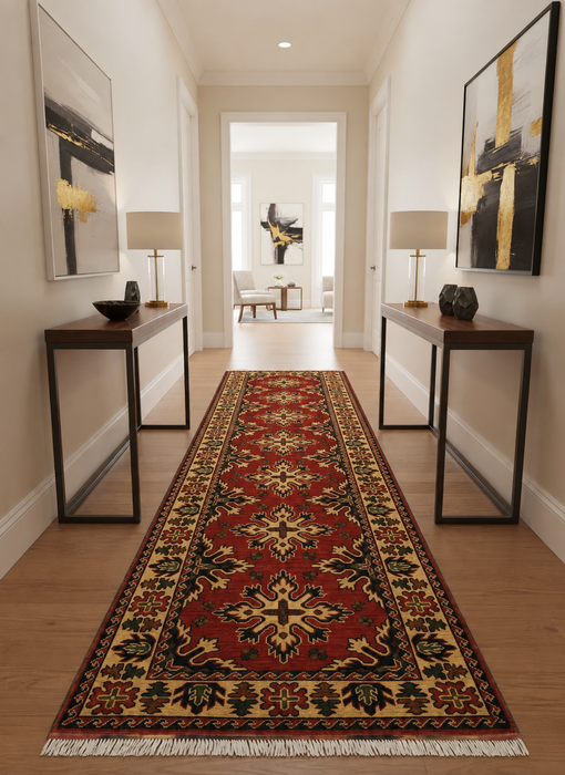 Terkaman Tribal Afghan Oriental Rug, size 2' 9" x 9' 5"  (Q)