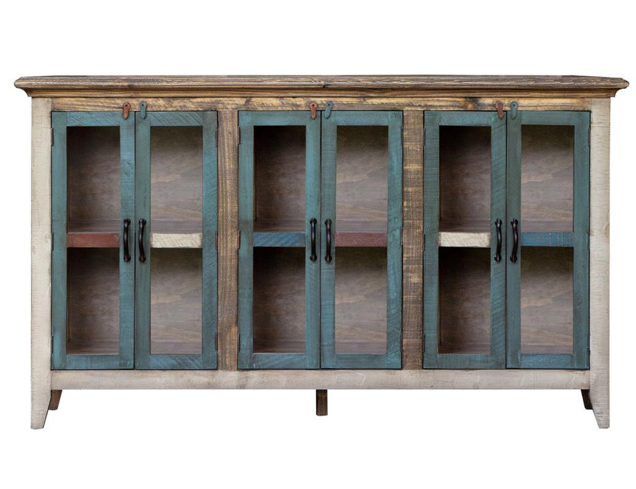 Antique, 6 Glass Doors 73" Console