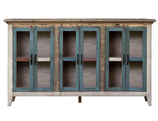 Antique, 6 Glass Doors 73" Console