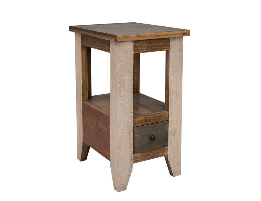 Set of 2 Antique, 1 Drawer Chairside Table